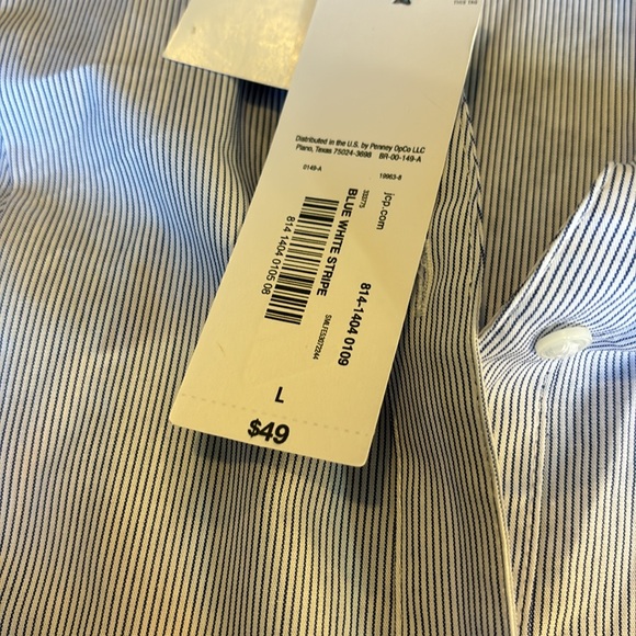 NWT Liz Claiborne Pleated Small Blue and White Stripe Belted Blouse Size Large - Picture 13 of 13